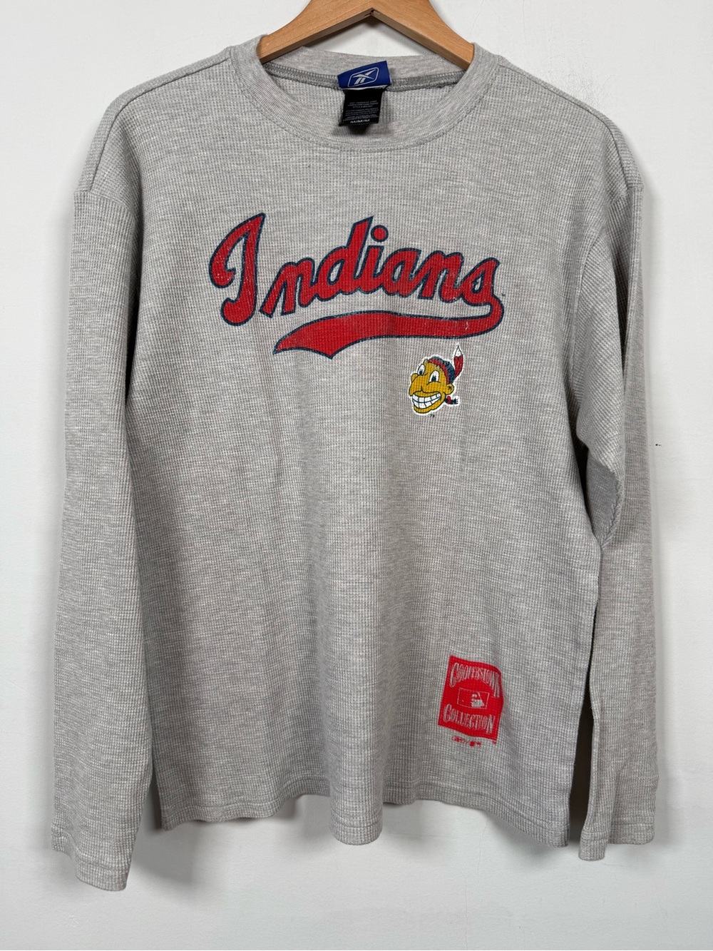 Vintage Reebok Cleveland Indians Waffle Knit Thermal Long Sleeve Chief Wahoo M
